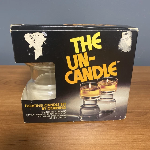 VINTAGE THE UN Candle Oil Floating Candle Corning Pyrex MOD 120, 5” 8.