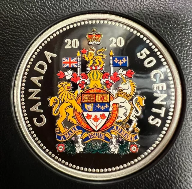 2020 Canada COLORED 50 Cent $0.50 Silver Proof Fifty Cent Coin Heavy Cameo