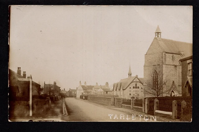 Tarleton, Church & Street View - west of Leyland - real photographic postcard