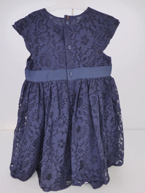 Mamas Papas Kleid marineblau Band Lase Blumenmuster Baby Mädchen 18 24 Monate neu mit Etikett 3