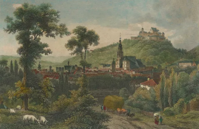 COBURG - Gesamtansicht - Stahlstich um 1860