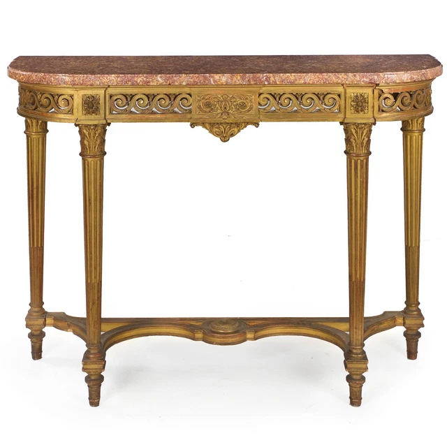 French Louis XVI Style Carved Giltwood Pier Table Console, 19th Century