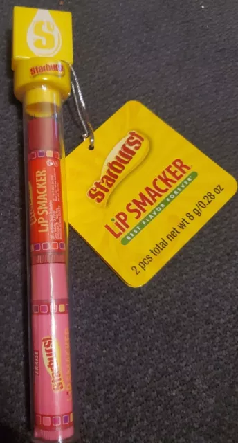 Starburst Lip Smackers 2-pack Lip Balm Strawberry & Cherry tube w topper