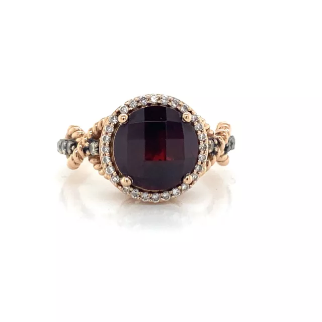 Levian 14Kt Strawberry Gold Rhodolite Garnet & Chocolate Diamond Ring Size 5.25