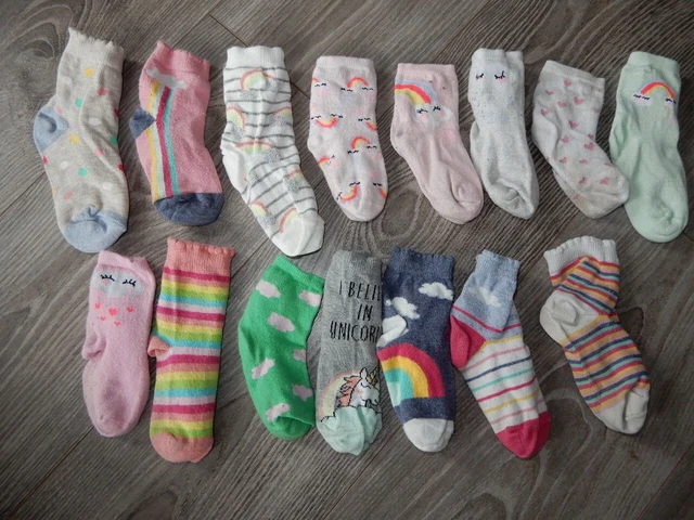 GIRLS ~ Size 6 - 8.5 ~ ANKLE SOCKS x15 Bundle RAINBOW Mostly NEXT Sox LOT