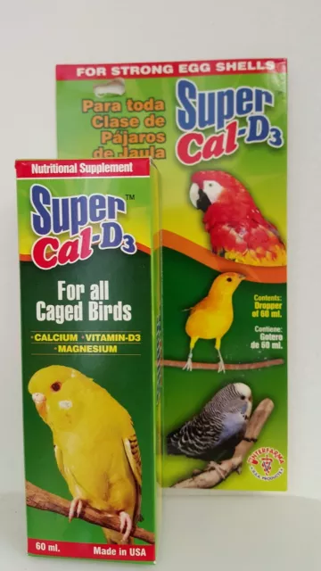 Super Cal-D3 For All Caged Birds Calcium Vitamin-D3 Magnesium Dropper 60 Ml