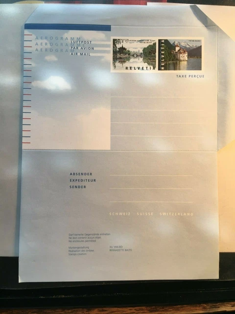 CH Aerogramm Ganzsache Luftpost 1998 Schweiz-China Gemeinschaftsausgabe ** Y47