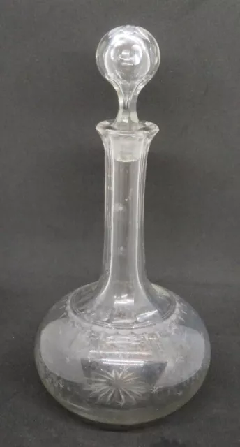 Clear glass vintage Victorian antique onion shaped decanter B