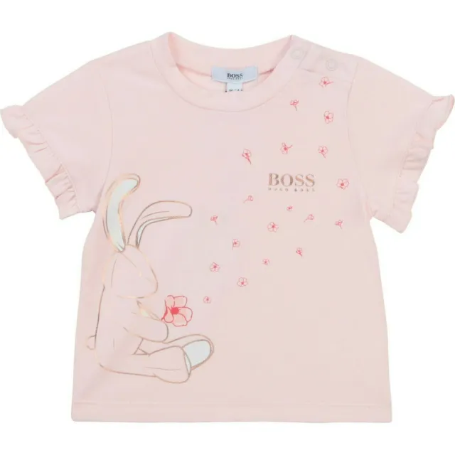 BOSS Baby T-Shirt Hase Blumen Logo Volants rosa rosegold 3-36 Monate