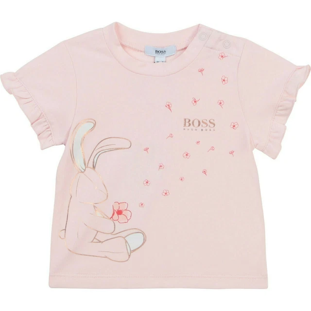 BOSS Baby T-Shirt Hase Blumen Logo Volants rosa rosegold 3-36 Monate