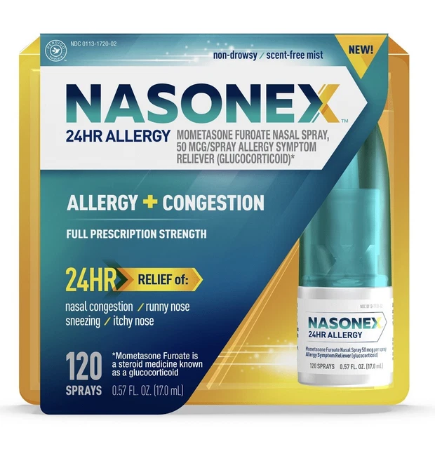 NASONEX24HR NON DROWSY Allergy + Nasal Congestion Relief, 120 Sprays