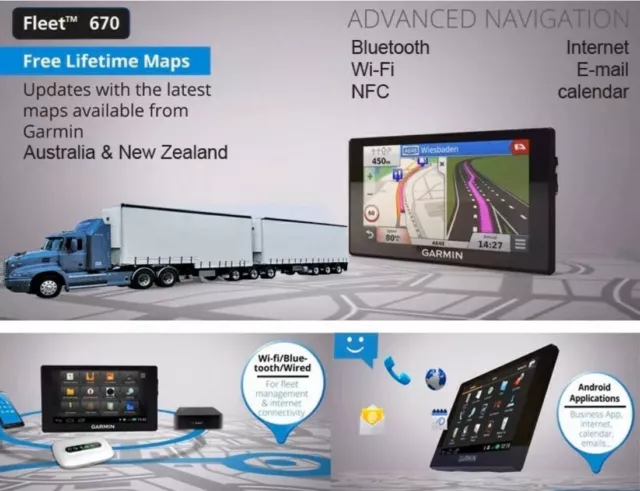 Garmin Fleet 670 Truck Advance GPS SatNav, Free Lifetime  Map Update+Traffic NFC 2