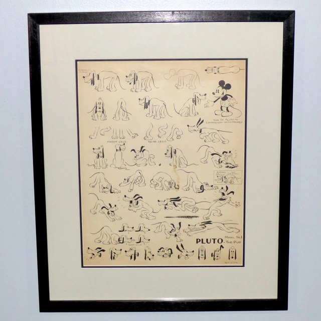 WALT DISNEY PLUTO 1931 Original Production Model Sheet Mickey Mouse Walt disney pluto 1931 original production model sheet mickey mouse