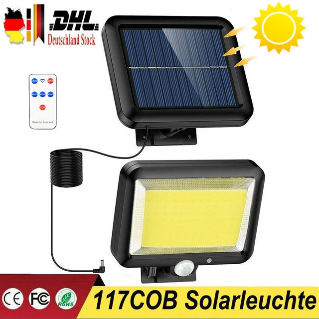 1/2xLED Solarleuchte mit Bewegungsmelder Außen Fluter Garten Strahler Solarlampe