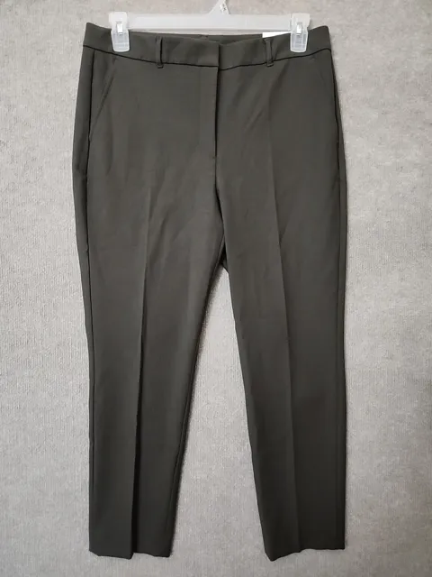 WHBM Elle Slim Ankle Comfort Stretch Pants Womens 12 Olive Green Office NEW