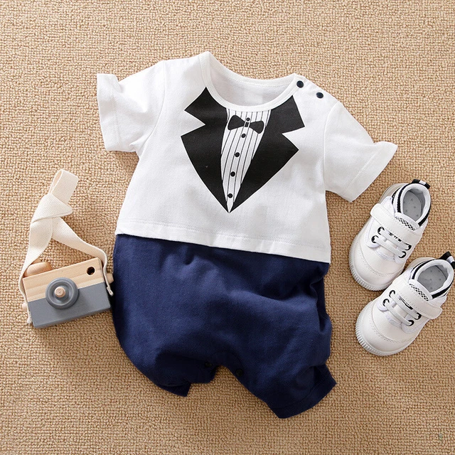 Newborn Boys Romper One-piece Bodysuit Toddlar Uniform Summer Baby Kids Jumpsuit