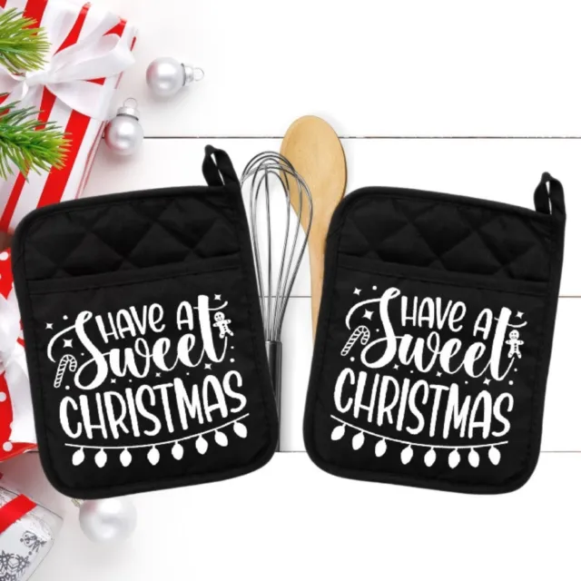 Have A Sweet Christmas - Pot Holder - Oven Mitt - Hot Pad - neo031blk GIFT