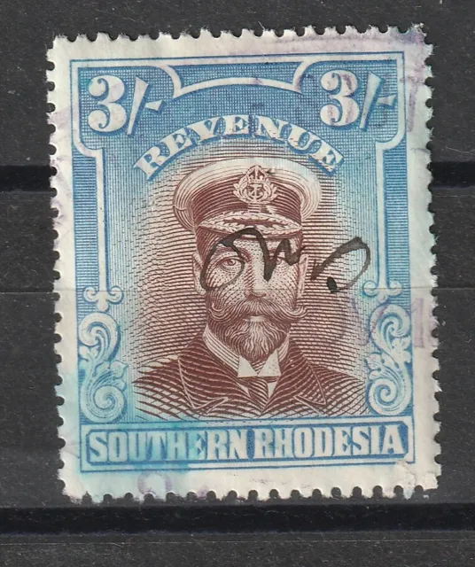 1924 Southern Rhodesia Bft1 3/- Blue & Brown.. Very Fine Used Revenue.