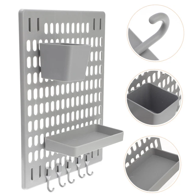 Étendoir Pour Fournitures De Laboratoire - Panneau Perforé - Support Mural - Piquets Amovibles - Équipement De Nettoyage (52 Chevilles, Gris