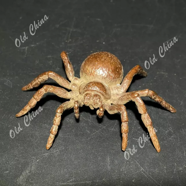 Vintage Collectible Chinese Old Pure Solid Copper Handwork Insect Spider Statue