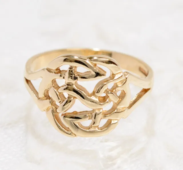 9ct Solid Gold Celtic Endless Knot Ring 1998 Hallmark UK Size M1/2