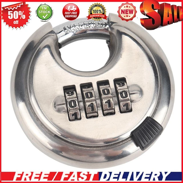 Lucchetto disco combinato 4 cifre 70 mm acciaio inox blocco cancello recinzione