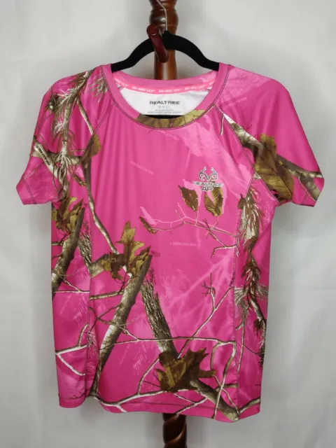 Real Tree women's M(8-10) t-shirt pink camouflage print short sleeve scoop neck