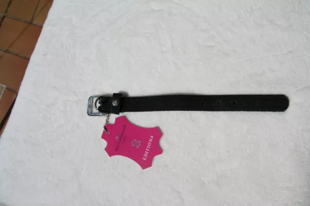 Hundehalsband Velourleder schwarz, länge 25 cm, breite 2 cm, Schnalle silber 