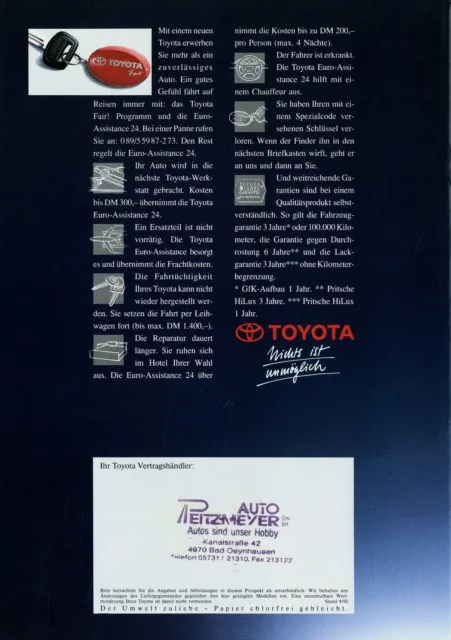 Toyota Starlet 1992 4/92 D brochure catalogue catalogus brosjyre Katalog 2