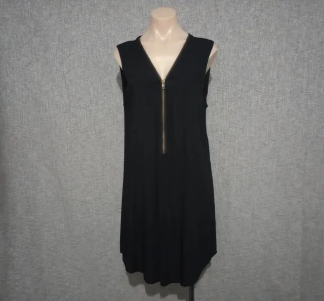 Freez Dress Womens Size M Black Sleeveless Adjustable V Neck Knee Length Shift