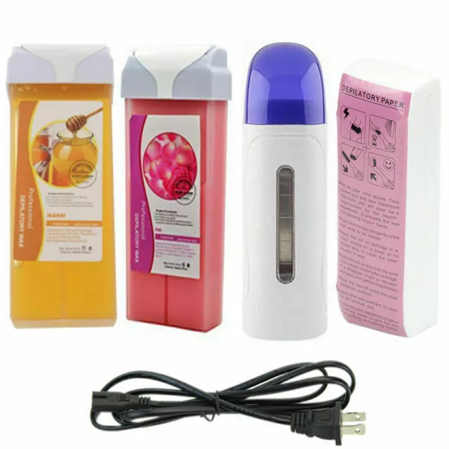 Roll on Depilatory Wax Hot Wax Warmer Heater cartridge Hair Removal Waxing Kit