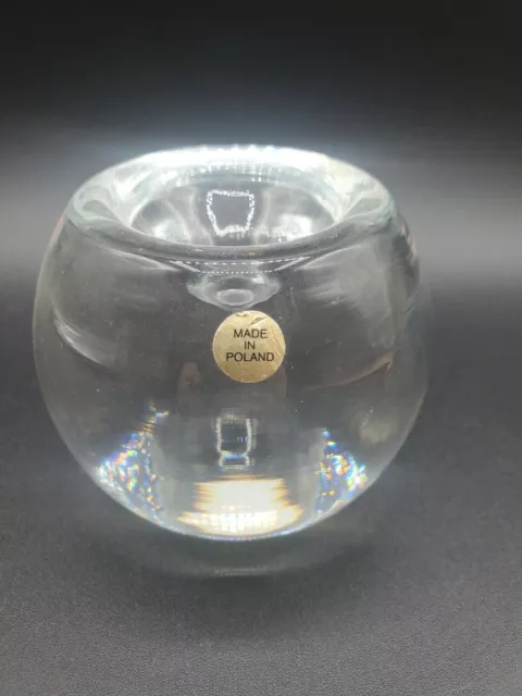 Made in Poland heavy glass tea lite holder Orb Round