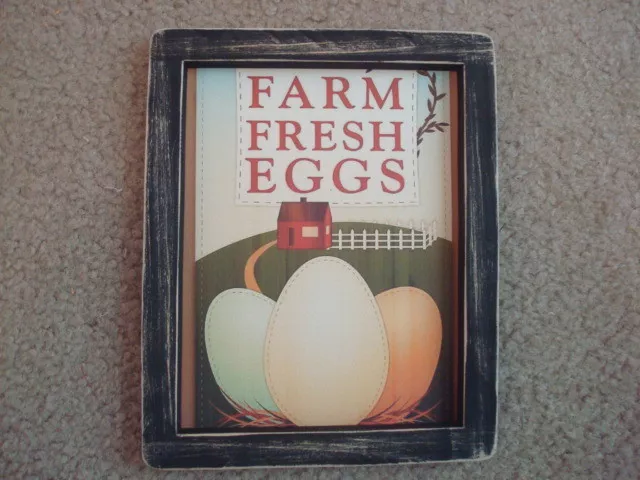 Primitive Country Print **FARM FRESH EGGS** black frame 7 1/2"x 9 1/2"