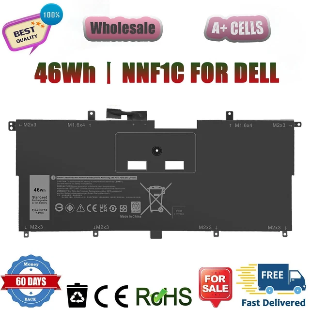 NNF1C Replacement Battery For Dell XPS 13 9365 2-in-1 (2017) – 46Wh, 7.6V, 4-Cell Li-Ion