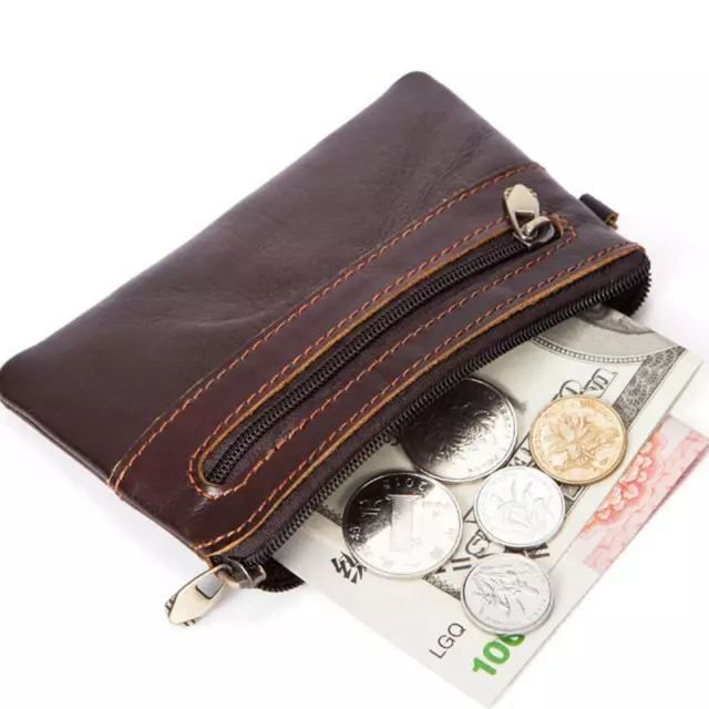 Genuine Leather Wallets For Men Credit Card Holder Coin Purse Zipper Pocket Bag