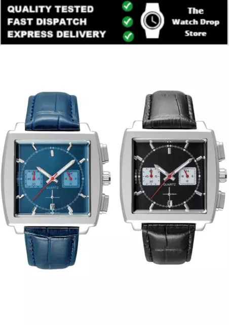 Wristwatch Monaco Chronograph Calibre 12 Mens Luxury Quartz Leather Strap Watch