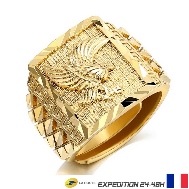 Bague Chevalière Vintage En Métal Doré à La Feuille D'or – Style Rétro élégant