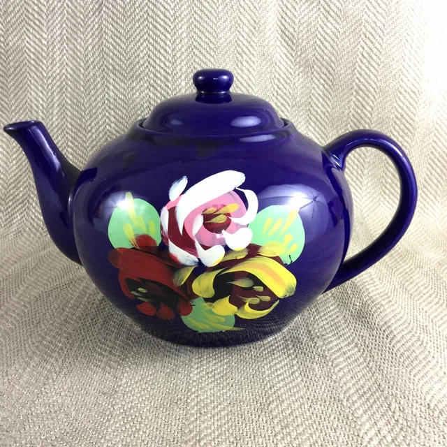 Vintage Teiera Dipinto a Mano Traghetti Canalware la Bonifica Del Gitano Fiori