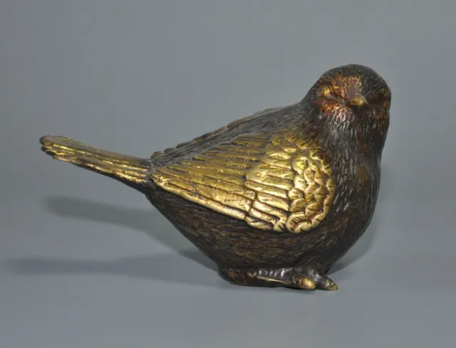 4"Collect old China dynasty Bronze gilt fengshui Pigeon bird sculpture statue