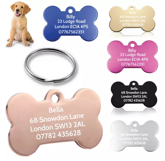 Dog Tag Engraved Personalised Pet Tags ID Tags Engraved Name Collar Tag Bone