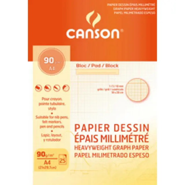 Millimeterpapier-Block, DIN A4, 90 g/ qm CANSON C200006135 (3148950061355)