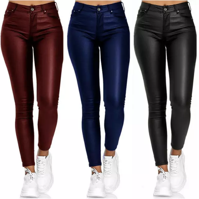 LEATHER LOOK LEGGINGS Trousers H And M Stretch Pants New Womens Black  Skinny Pu $6.26 - PicClick