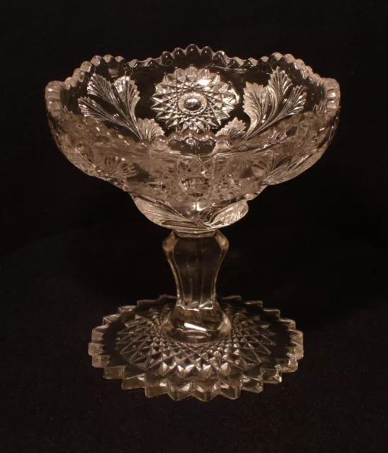 EAPG Millersburg Crystal Hobstar and Feather Footed Jelly Compote