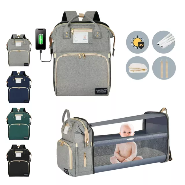 Baby Diaper Bag Backpack with Bassinet Crib Bed Folding Large-capacity Mommy Bag