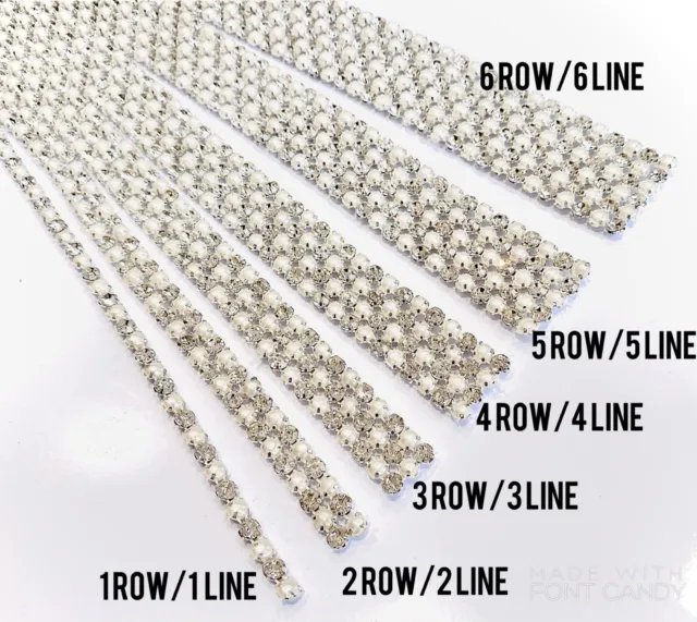 1 Yard STRIP Diamond Rhinestone & Ivory Pearl Ribbon Wedding Cake Trim Sewing