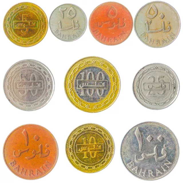 10 Coins From Bahrain Old Collectible Money From Middle East Arabic Island Fils