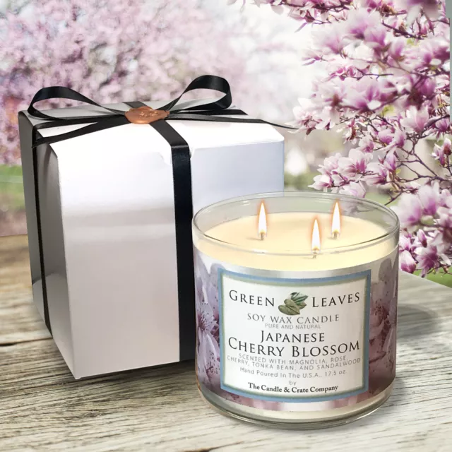 Japanese Cherry Blossom Scented Soy Wax Candle, Freshly Handmade When You Order!