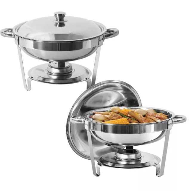 Round Chafing Dish Stainless Steel Chafer and Warmer Set 2 pack for Party 5QT