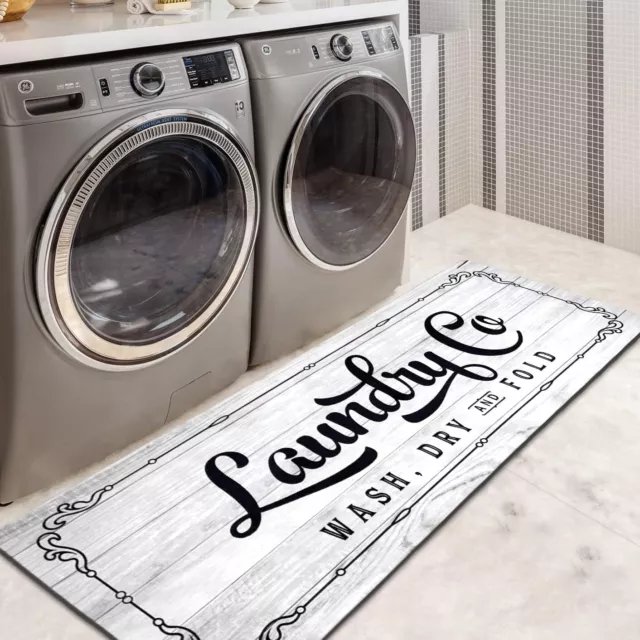 EARTHALL Laundry Room Rug Runner 20"x60" Non Slip Waterproof Laundry Floor Mats