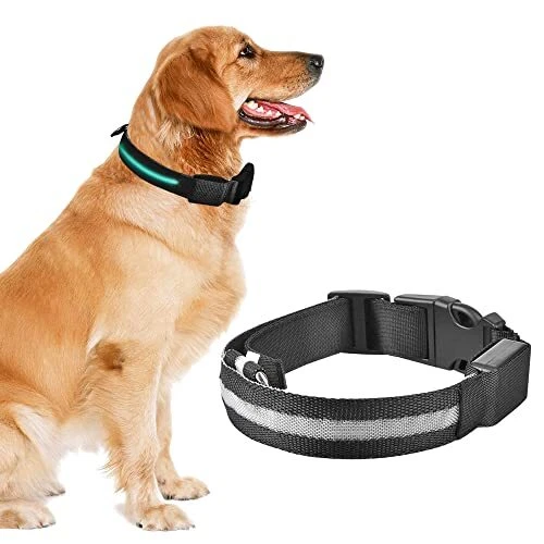 Swetup LED Collier Lumineux pour Chiens Collier Chien Lumineux Rechargeable U...